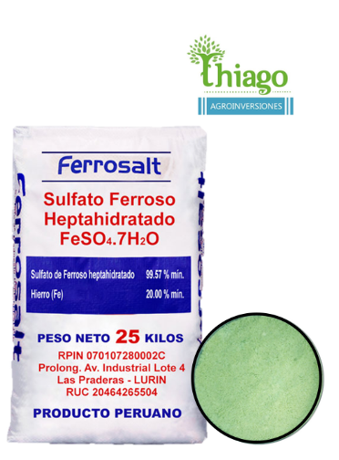 Sugerencia: SULFATO FERROSO HEPTAHIDRATADO X 25 KG - MARCA FERROSALT